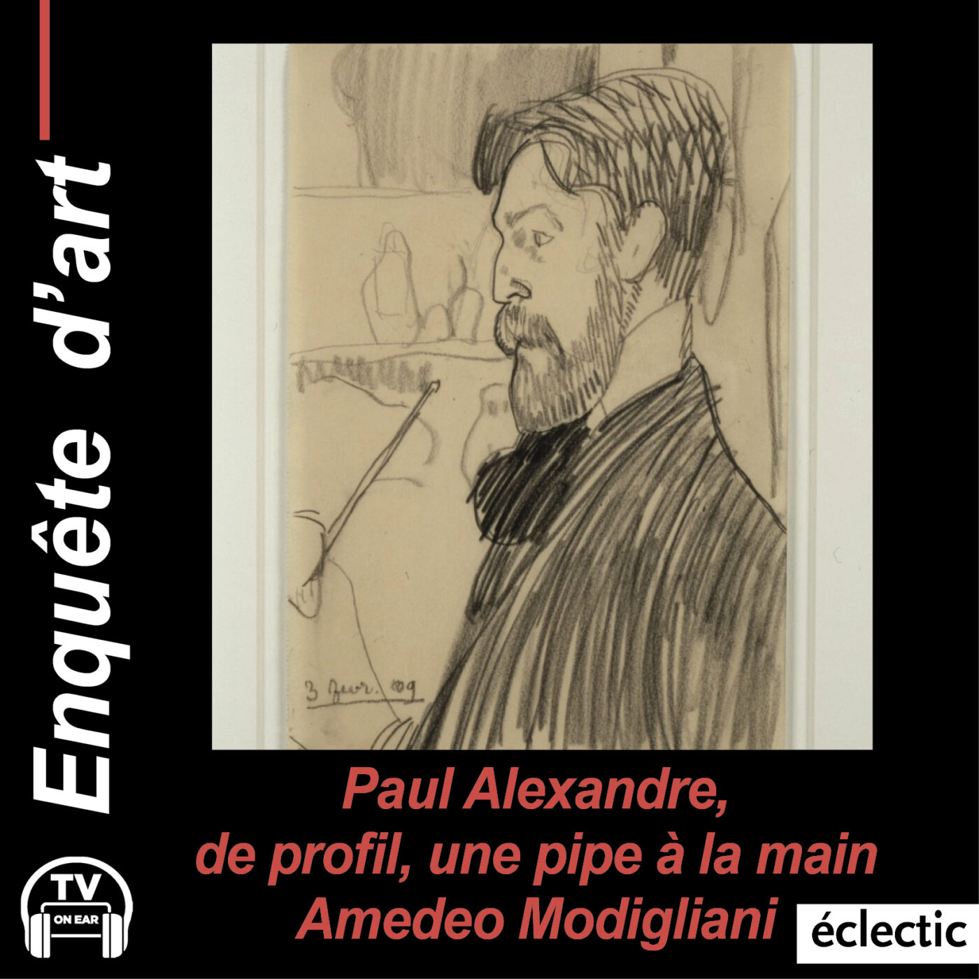 Amedeo Modigliani - Paul Alexandre de profil, une pipe à la main Amedeo Modigliani - Paul Alexandre de profil, une pipe à la main