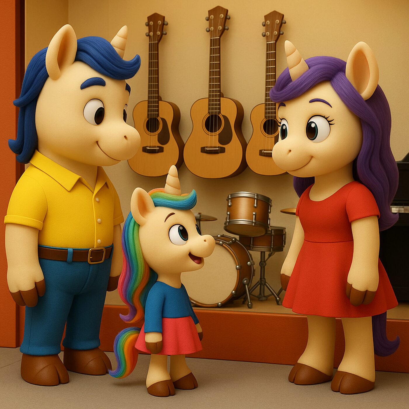 Petite Licorne apprend à jouer d’un instrument