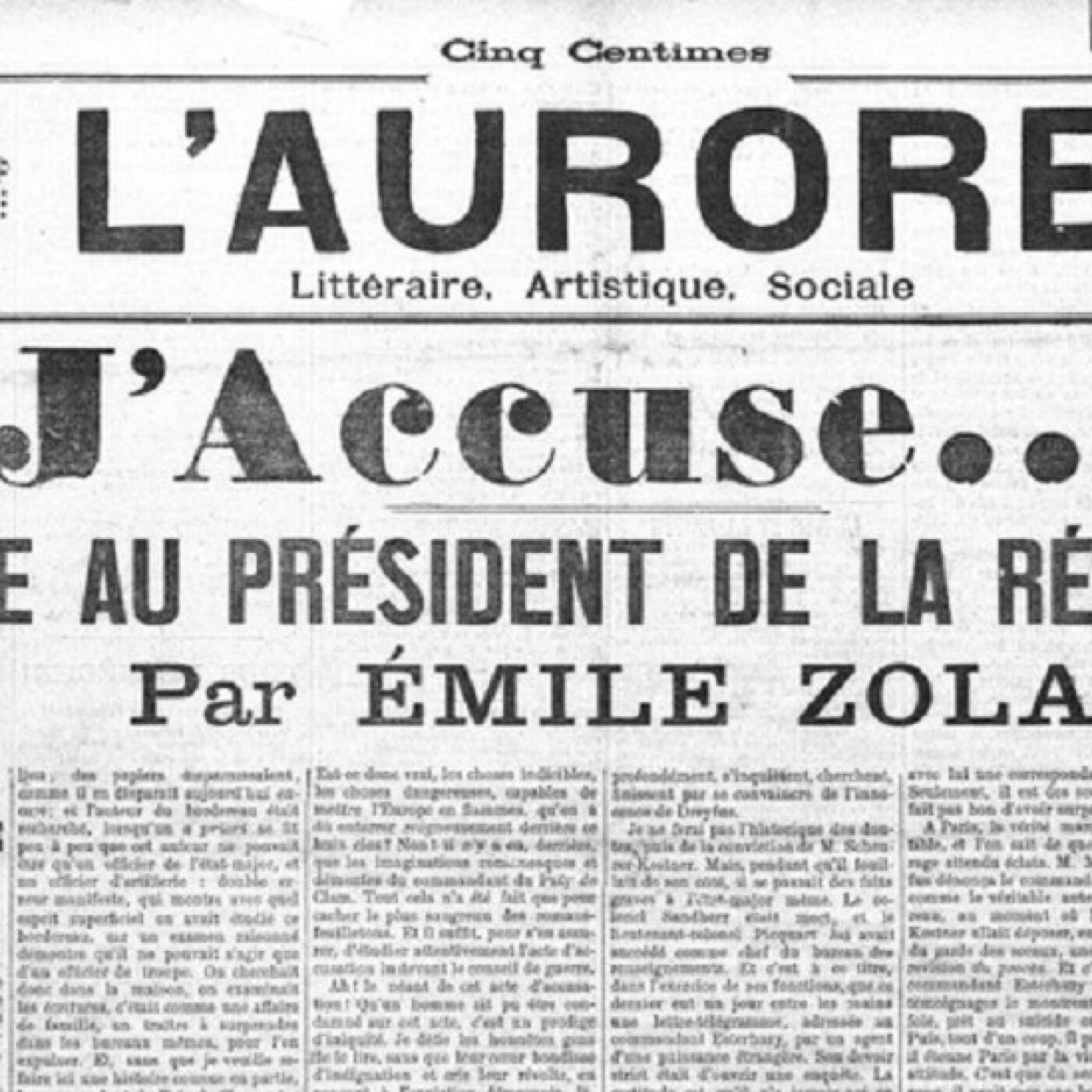 13 janvier 1898 J'accuse! d'Emile Zola à la une de l'Aurore episode artwork