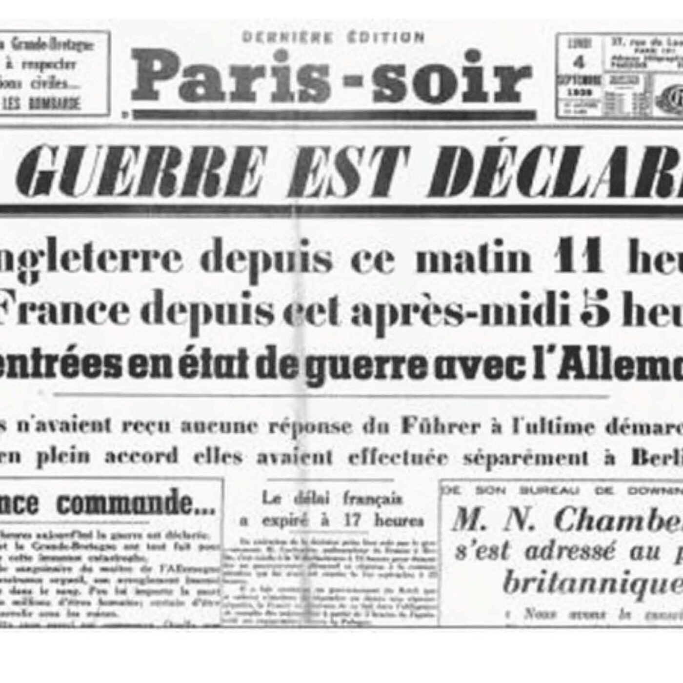 3 septembre 1939: la France et l'Angleterre déclarent à guerre à l'Allemagne episode artwork