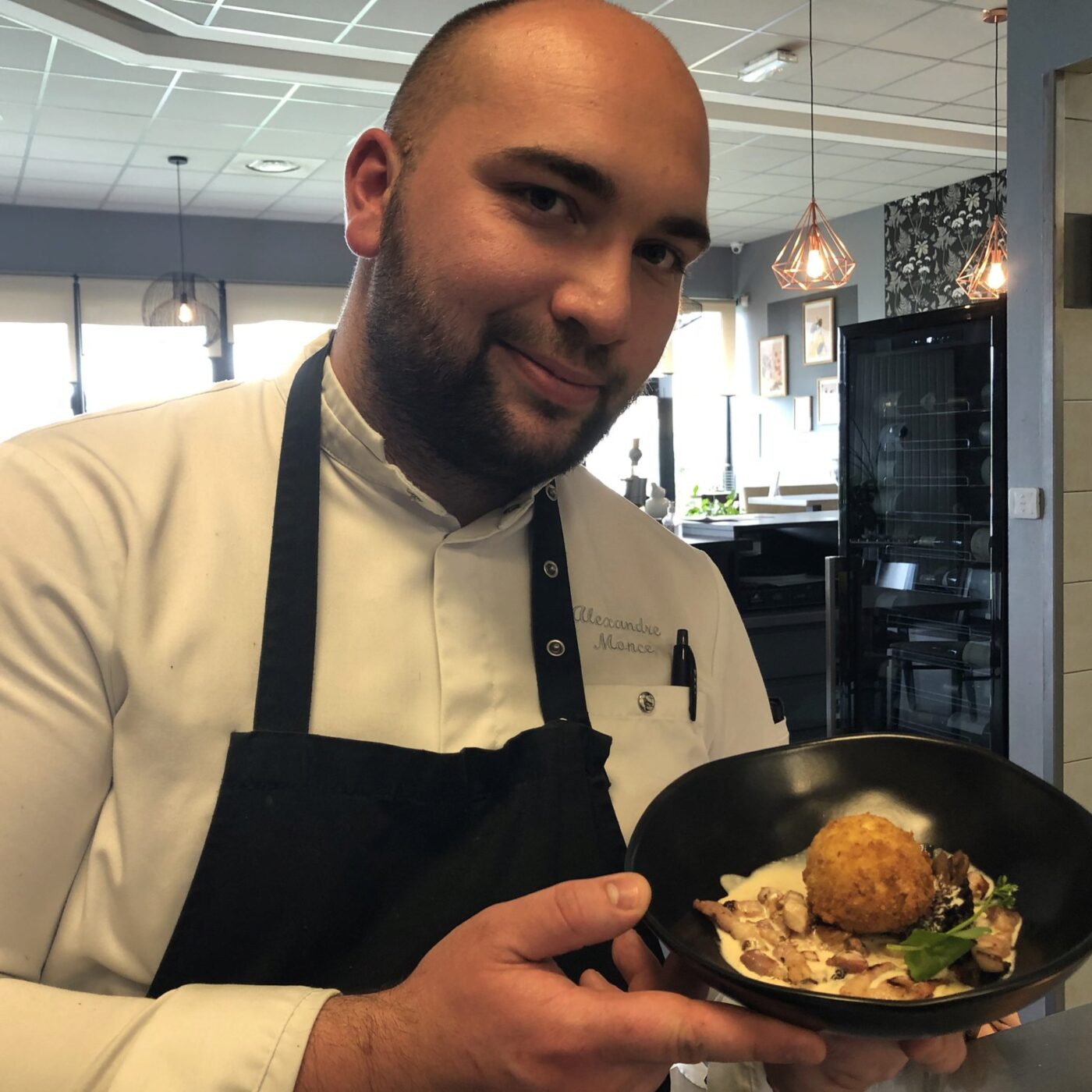 L'oeuf pané, lard et morilles d'Alexandre Monce au Clos des Chefs à Marly