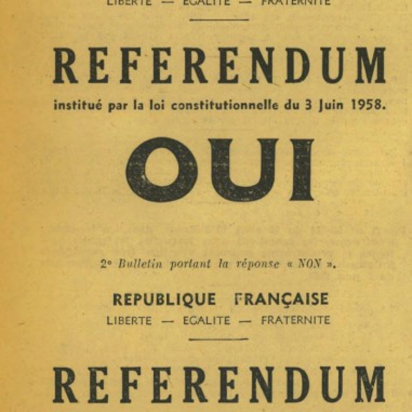 28 septembre 1958: Referendum sur la nouvelle constitution