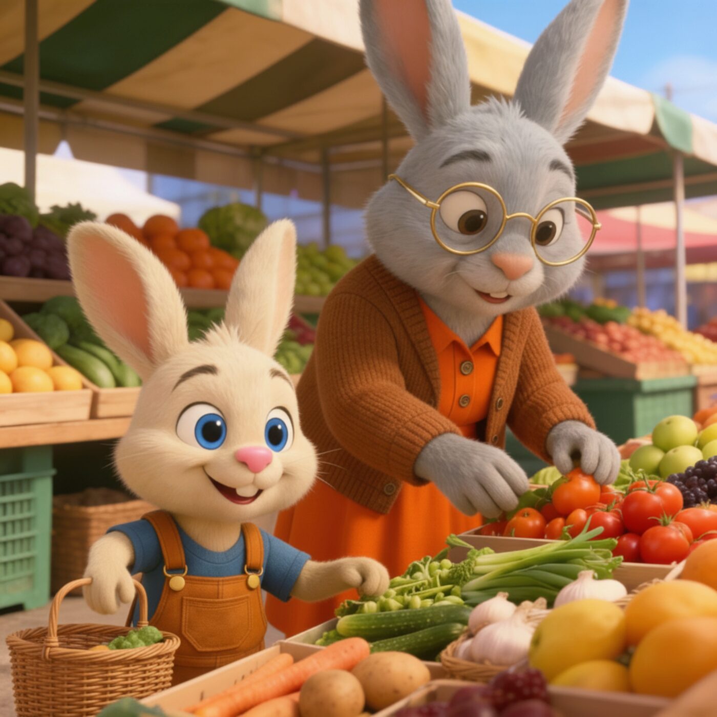 Petit Lapin au marché