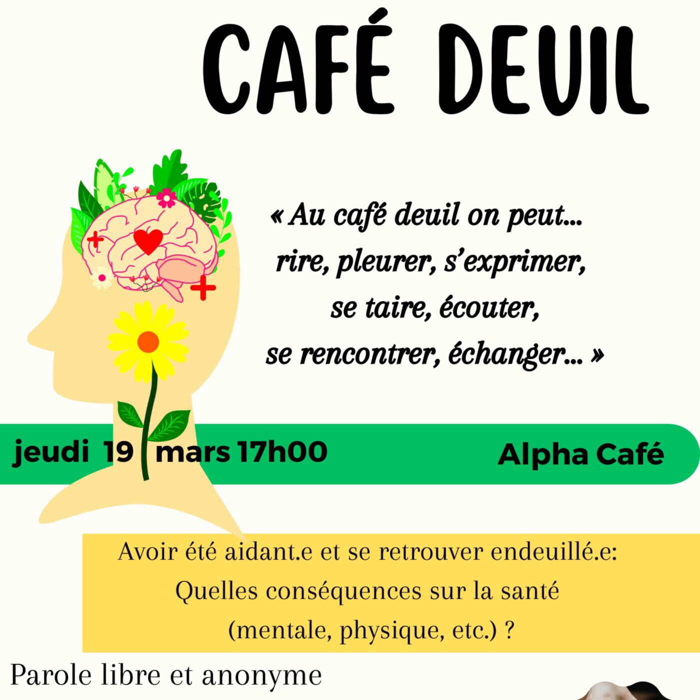Café deuil "aidants endeuillés" jeudi 19 mars à la médiathèque l'Alpha episode artwork